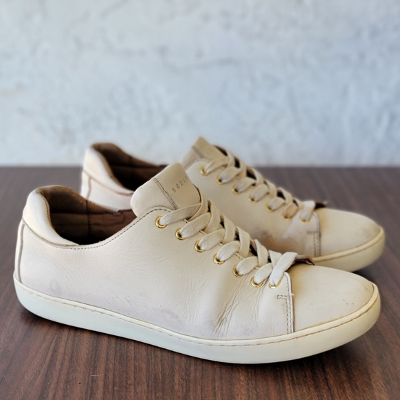 Sezane Shoes - LES SOULIERS SEZANE MARL WOMEN'S TRAINERS WHITE LEATHER SNEAKERS SIZE 7